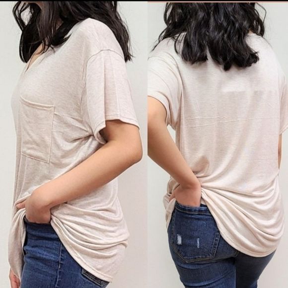 💐”V-Neck" T-Shirt w/ Pocket💐OLIVE color - Picture 7 of 7